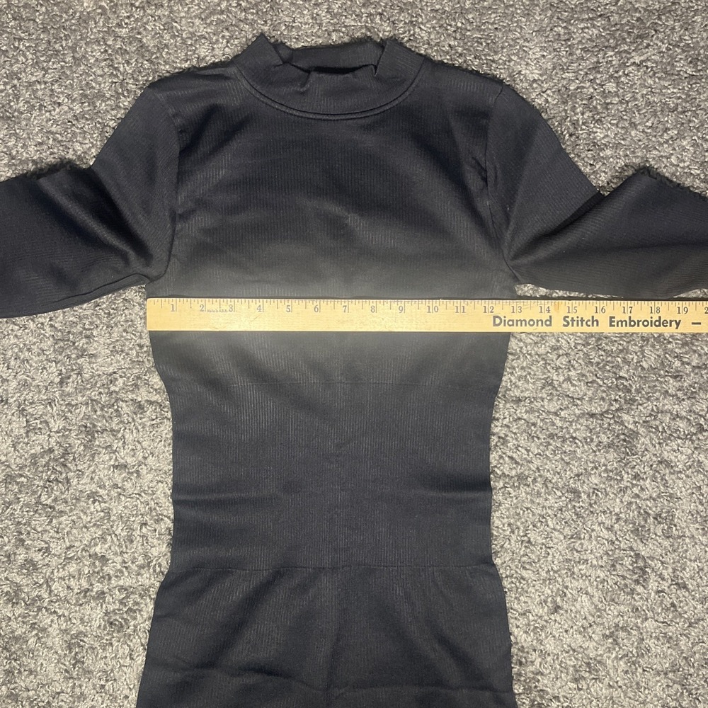 Black Oqq Tummy Control Long Sleeve Dress Thumb Holes Mock Turtleneck Small - Picture 2 of 9